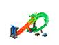 Groene draken monster truckbaan met twee monster trucks.