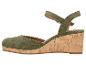 Groene espadrille sandalen met kurkzool en enkelbandje.