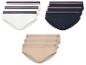Drie pakketten slips: wit, donkerblauw en beige.