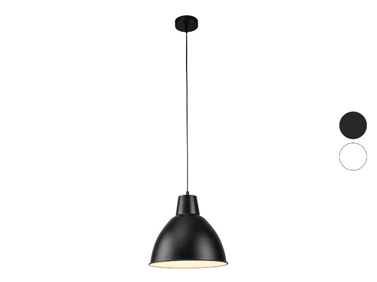Zwarte hanglamp met koepelvormige kap en kleurdetails
