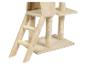 Beige kattenboom met plateau, krabpalen en ladder.