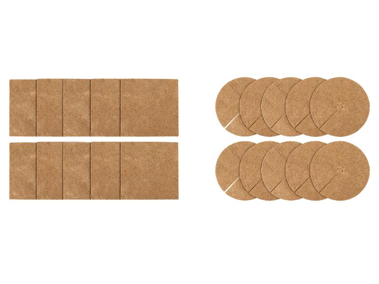 Rechthoekige en ronde kokosvezel mulchschijven voor planten.