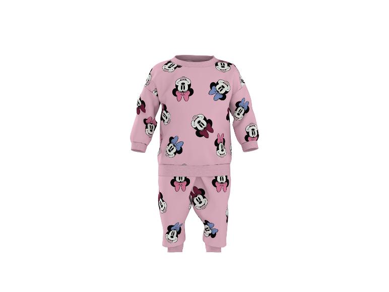 Roze set met lange mouwen en broek met cartoon muisfiguurprint