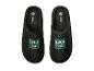 Paar zwarte pantoffels met groen borduursel '30 YEARS EST. 1996'.