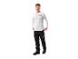 Man in wit shirt met lange mouwen en zwarte werkbroek