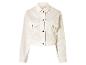 Korte crèmekleurige spijkerjas.