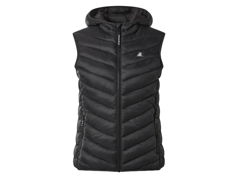 Zwart gewatteerd vest met capuchon en US Grand Polo logo