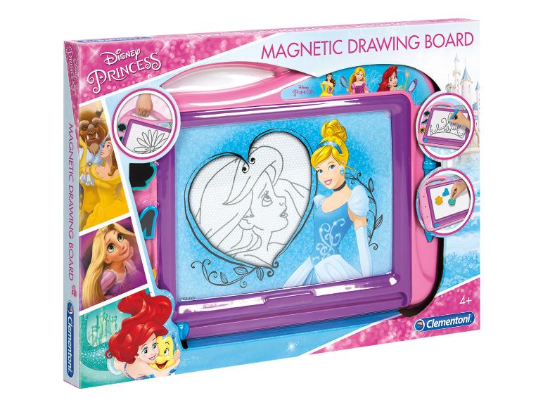 Een roze Clementoni magnetisch tekenbord met Disney prinsessen.