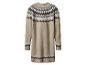 Beige trui-jurk met Fair Isle patroon in witte en zwarte ruiten.