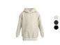 Beige hoodie met kangoeroezak, met kleuropties: beige, marineblauw en zwart.