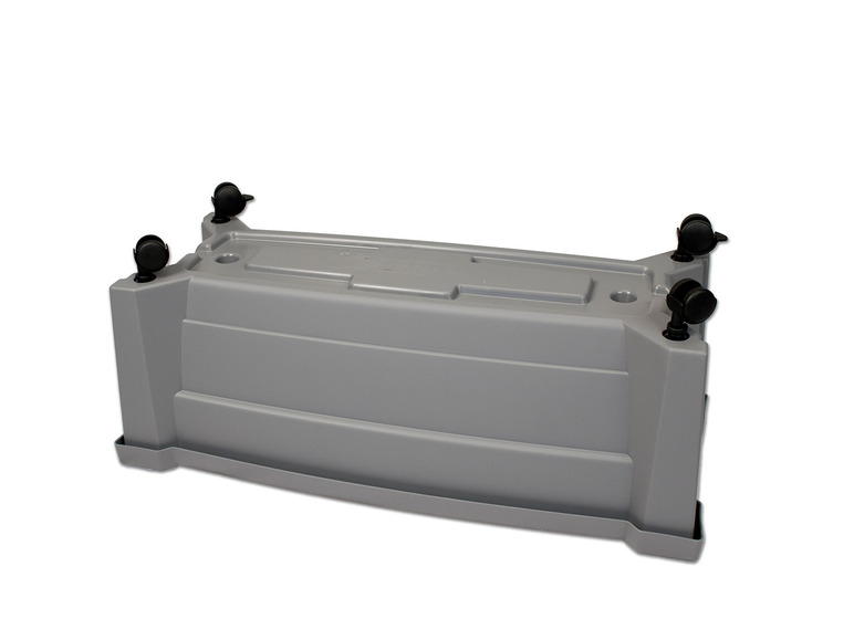 Grijze plastic opbergbox met wielen