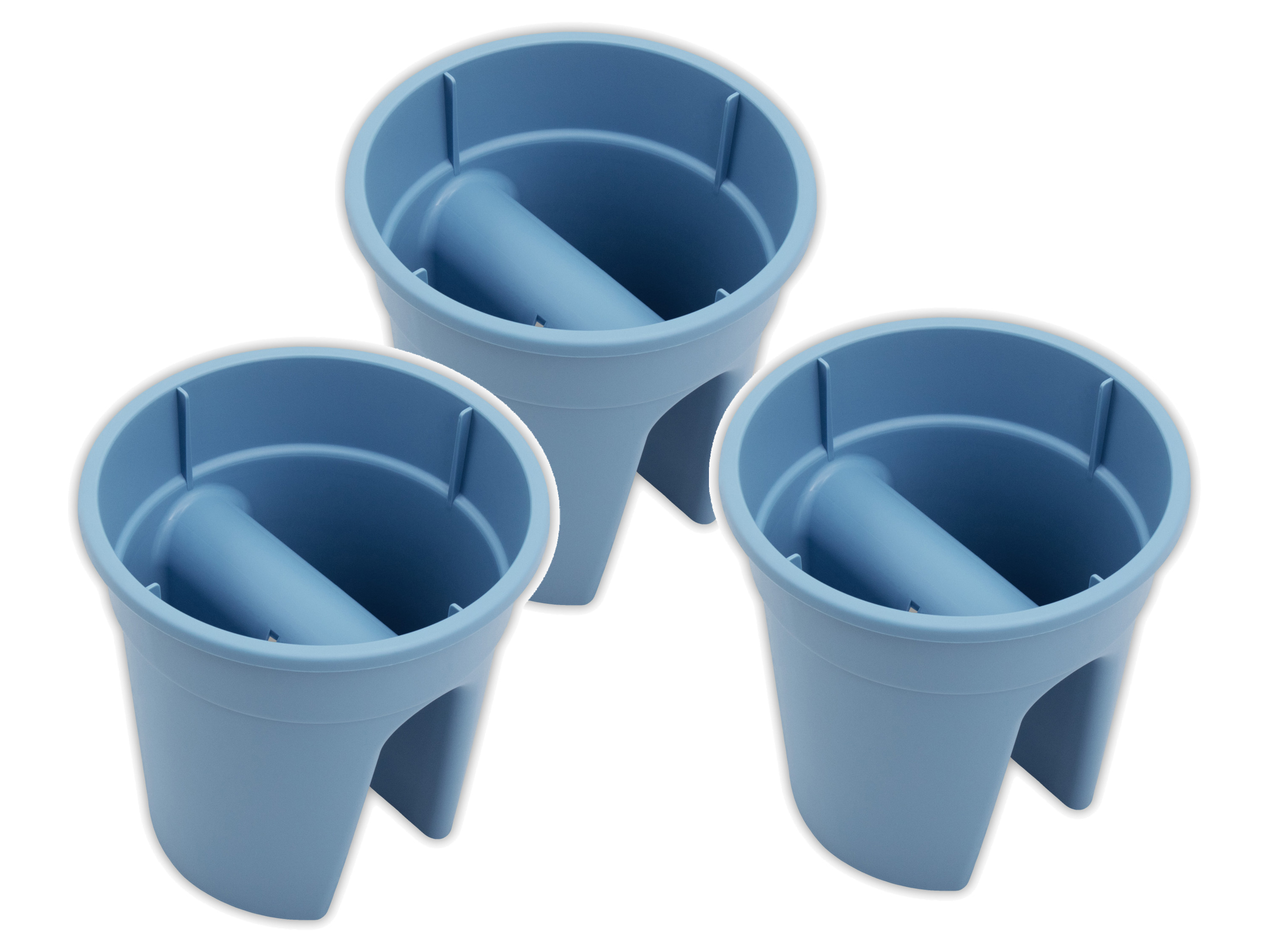KHW Set van 3 balkon bloempotten Flowerclip (zeeblauw)