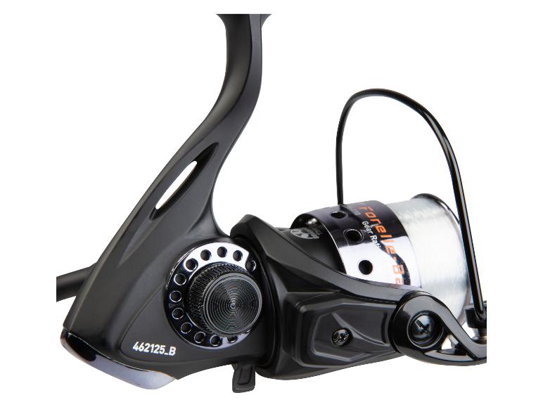 Forel vismolen, zwart, met spoel.