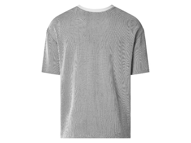 T-shirt met korte mouwen en zwart-witte verticale strepen, achteraanzicht