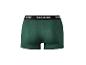 Groene boxershort met zwarte elastische tailleband met tekst