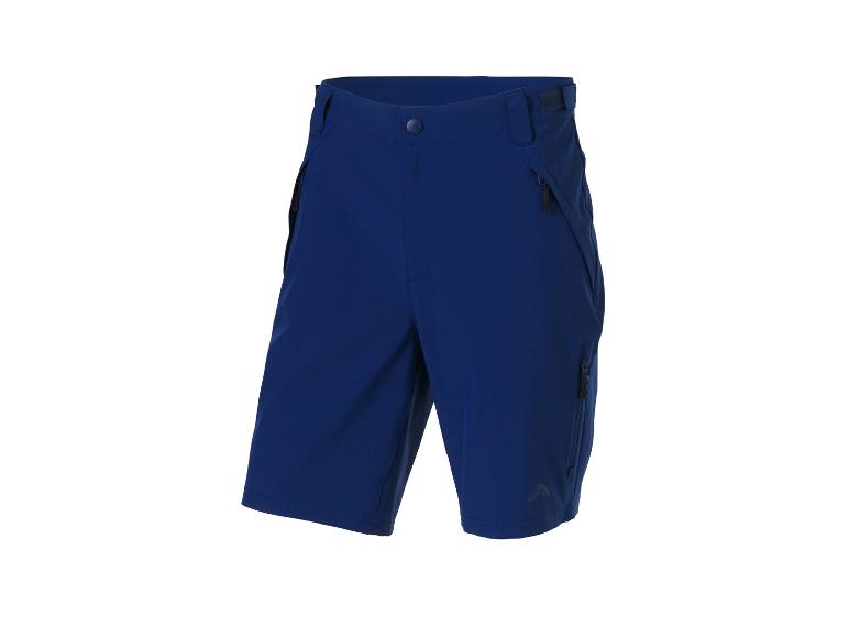 Donkerblauwe herenshort met ritszakken en verstelbare taille.