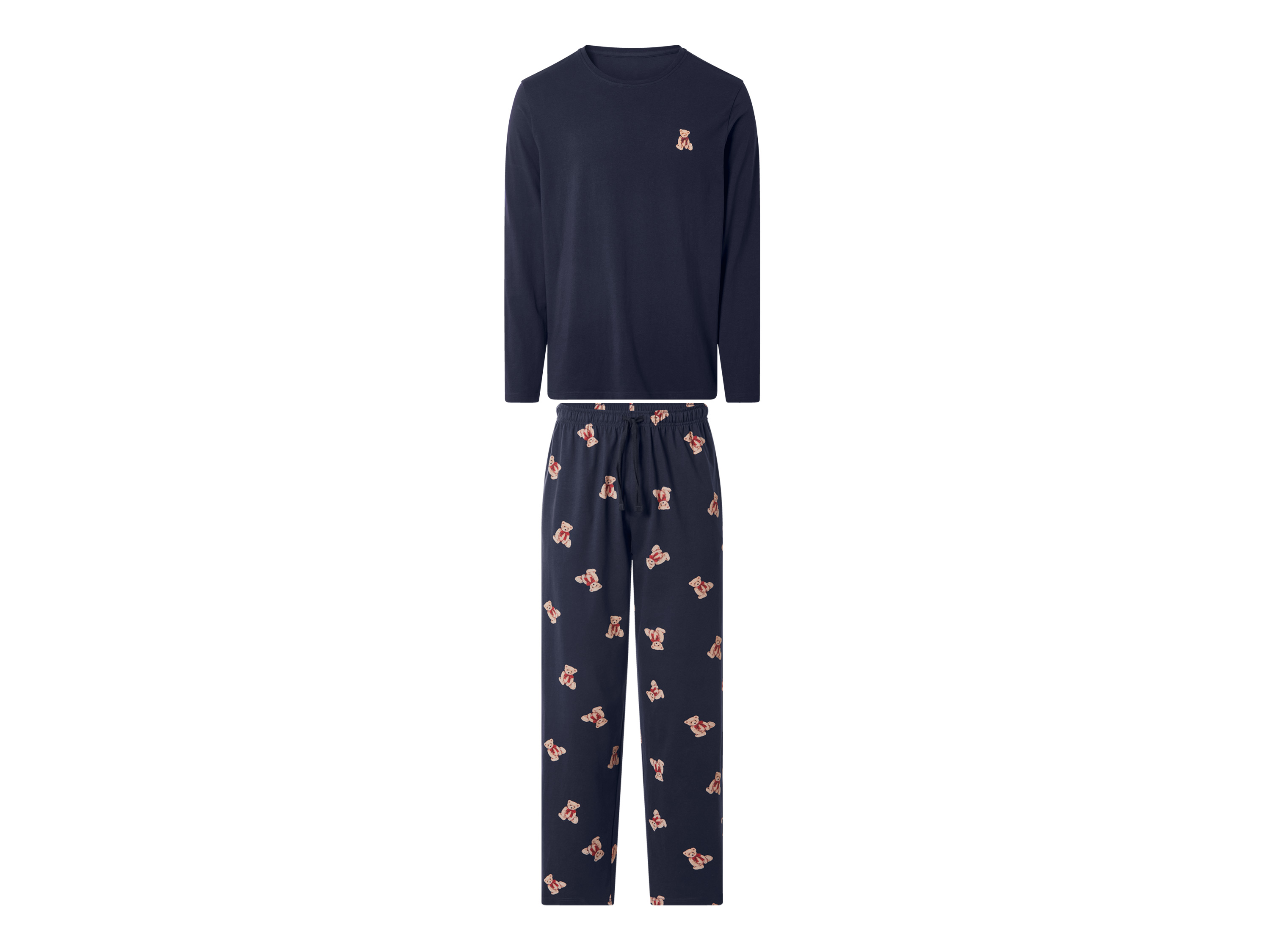 ESMARA MEN Heren pyjama, lang (Marineblauw, L)