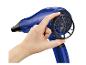 Blauwe SilverCrest haardroger: close-up van het product.