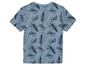 Een blauw t-shirt met een surfprint.
