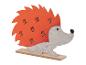 Vilt egel met houten standaard, herfstdecoratie.