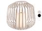 Decoratieve metalen lantaarn met een LED-kaars erin, verkrijgbaar in beige, zwart en wit.