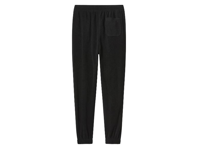Zwarte fleece joggingbroek met elastische tailleband en achterzak.