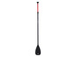 Een zwarte, verstelbare paddle voor stand-up paddleboarden.