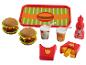 Speelgoed: fastfoodset met hamburgers, frietjes en drankjes.