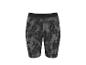 Zwarte en grijze sportshort met abstract patroon en elastische tailleband.