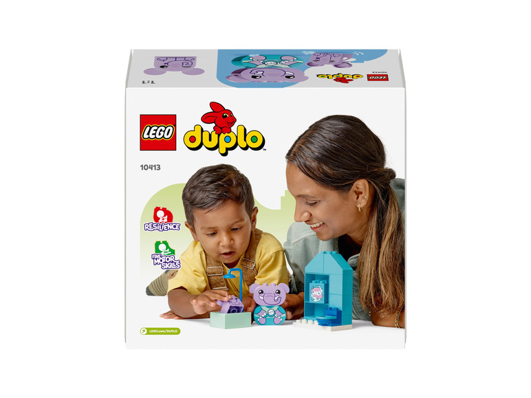 LEGO Duplo speelgoed met een olifant en een badkamer.