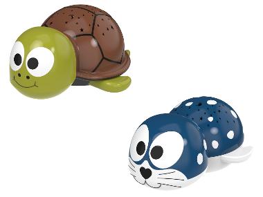 Kinder nachtlampje, met sterreneffect, zeehond of schildpad