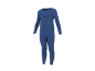 Blauwe thermische ondergoedset voor heren, met shirt met lange mouwen en broek.