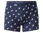 Donkerblauwe boxershorts met een wit ruiterpatroon, merk Polo U.S. Grand
