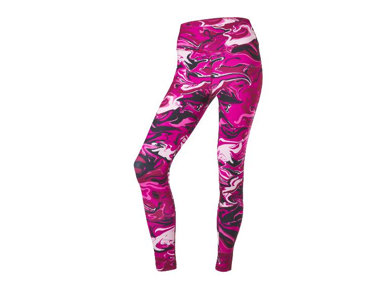 Dameslegging met roze en zwart marmerpatroon.
