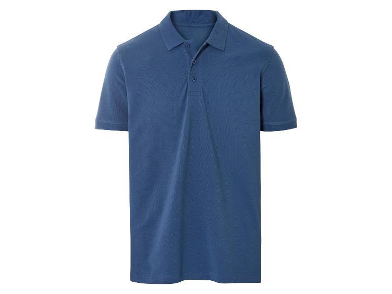 Donkerblauwe korte mouw polo shirt.