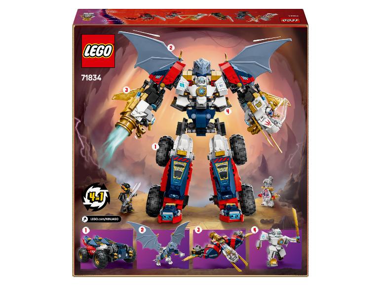 LEGO Ninjago 4-in-1 mech set 71834, met een grote mech en vier kleinere bouwwerken.