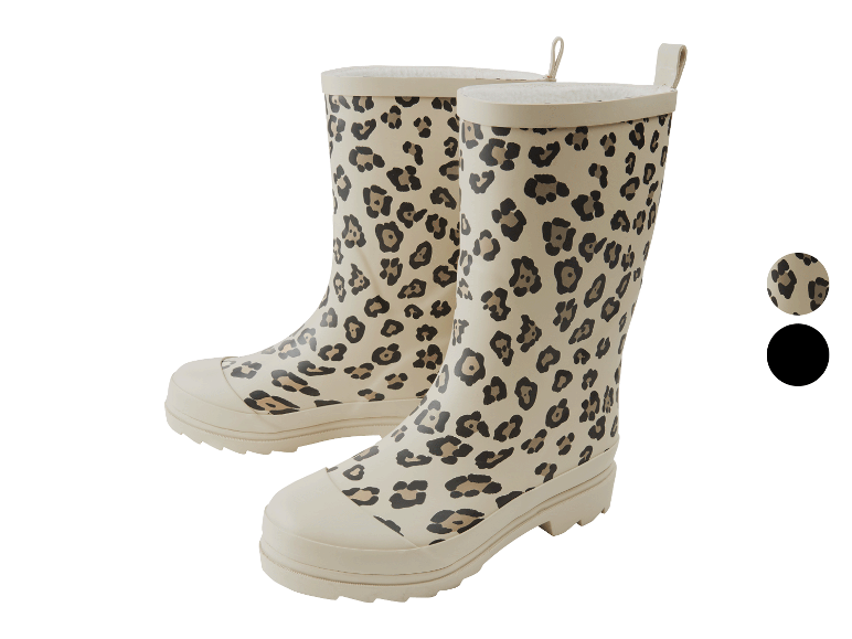 Regenlaarzen met luipaardprint.