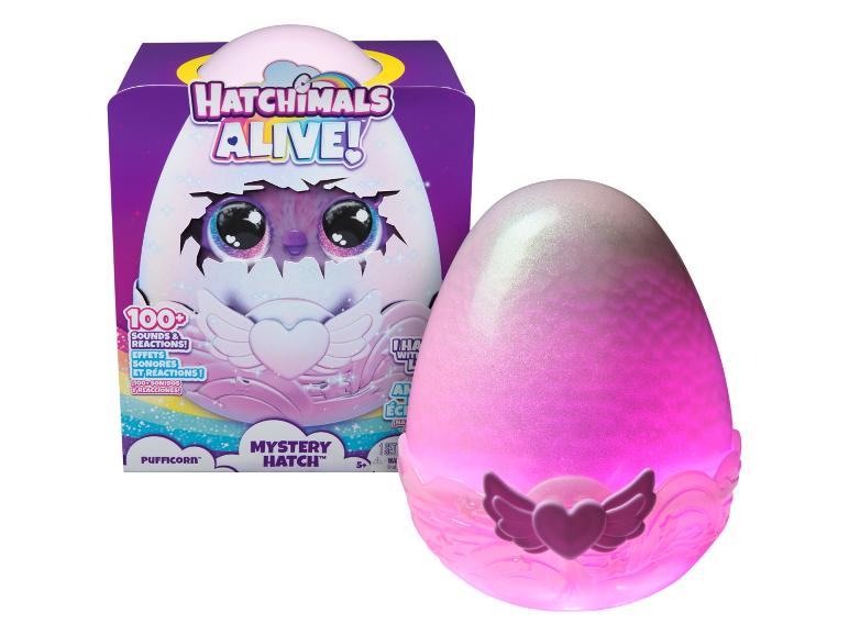 Hatchimals Alive! Pufficorn Mystery Hatch speelgoed met een gloeiend roze ei.