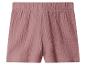Roze shorts met elastische tailleband en gekreukelde textuur.