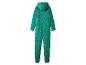 Groene onesie met capuchon, bedrukt met teckels en kerstmotieven.