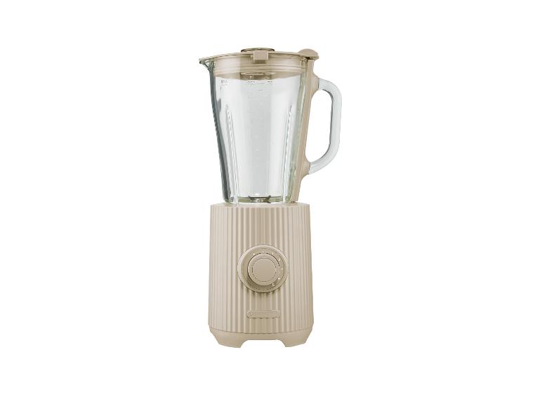 Beige SilverCrest blender met glazen kan en draaiknop