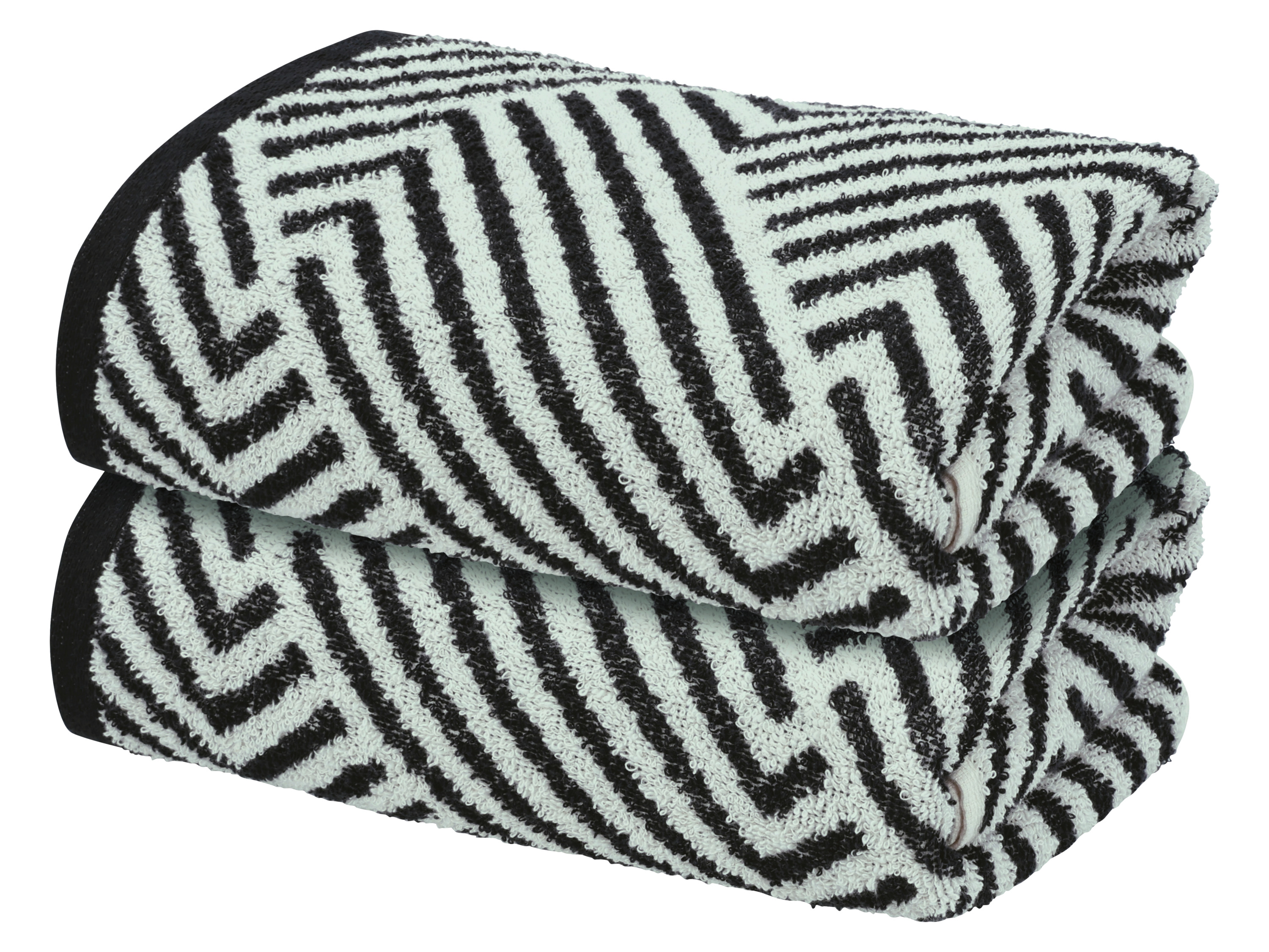 LIVARNO Set van 2 handdoeken, 50 x 100 cm, 500 g/m² (Zwart/print)