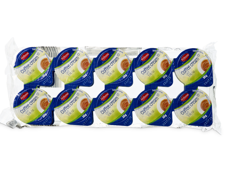 Milbona koffiemelk 10% vet in een 10-pack cupjes van 10g