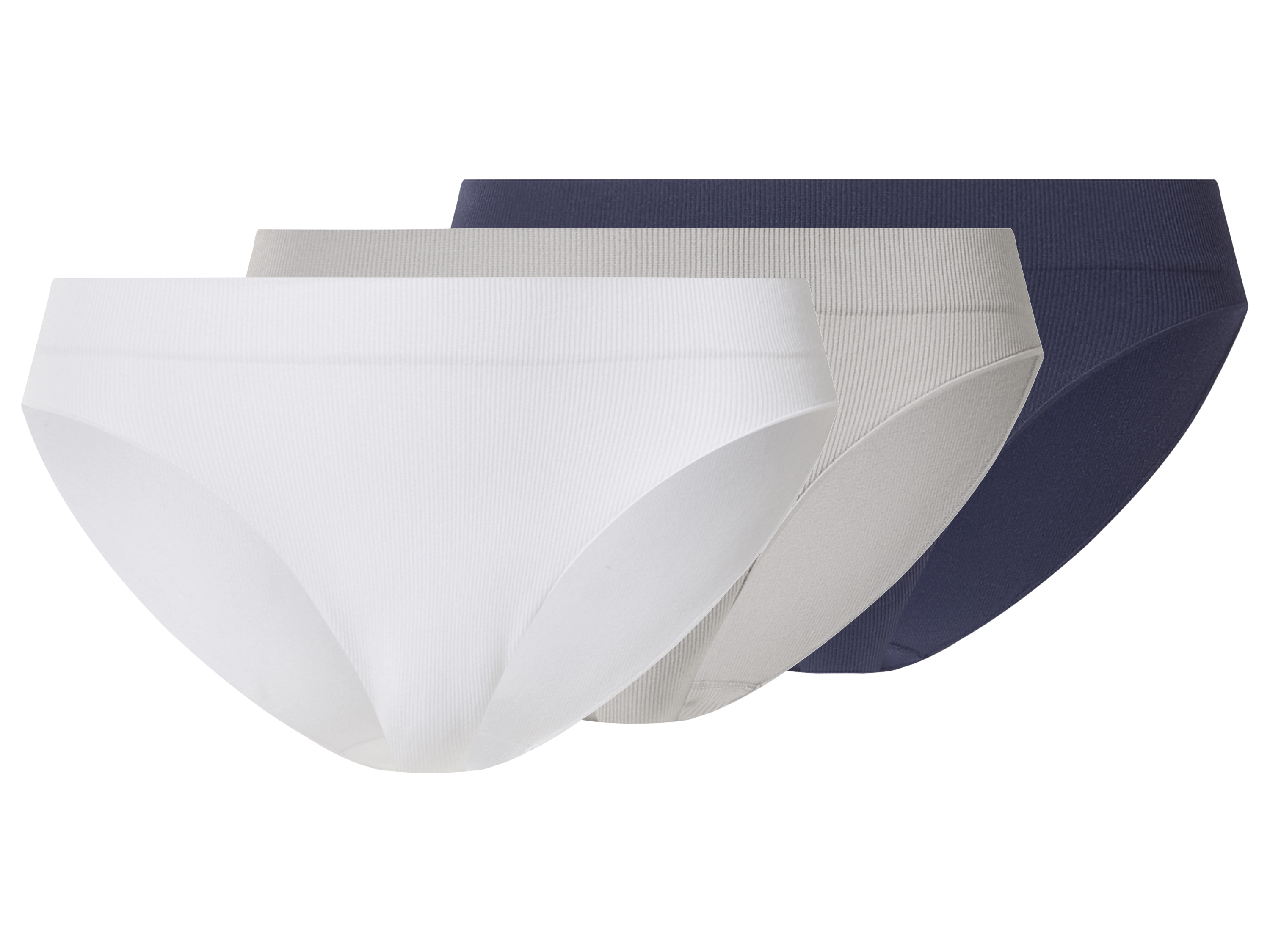 esmara Set van 3 geribde dames onderbroeken (Donkerblauw/grijs/wit, M (40/42))