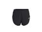 Zwarte sportshort met lichtgrijze zijpanden en wit logo