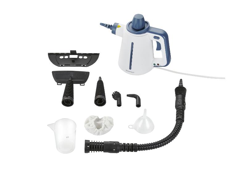 SilverCrest stoomreiniger: apparaat, accessoires en doeken.