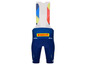 Blauw fietsbroek met bretels van Santini met Pirelli logo.