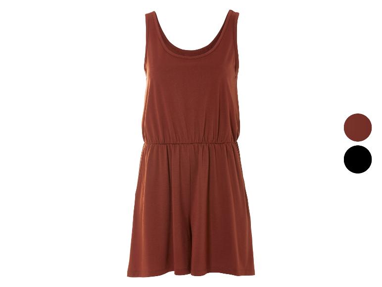 Mouwloze jumpsuit, verkrijgbaar in bruin en zwart.
