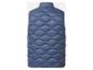 Donkerblauwe gewatteerde bodywarmer met golvend patroon, achteraanzicht.
