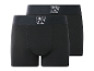 Twee zwarte boxershorts met donkere elastische taillebanden en witte 'CR7'-logo's.